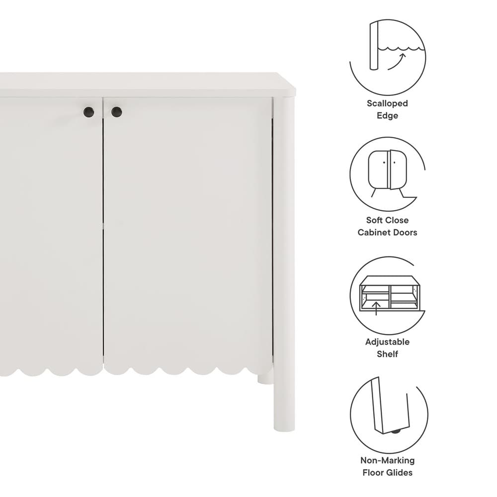 Emmeline 35" 2-Door Scalloped Sideboard Cabinet in White by Modway - Image 2
