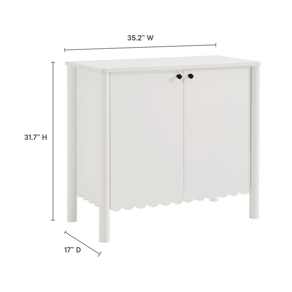 Emmeline 35" 2-Door Scalloped Sideboard Cabinet in White by Modway - Image 3