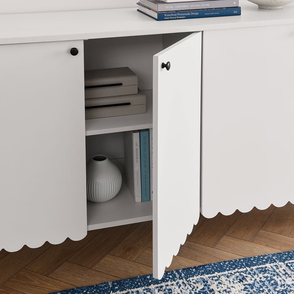 Emmeline 66" 4-Door Scalloped Sideboard Cabinet in White by Modway - Image 10