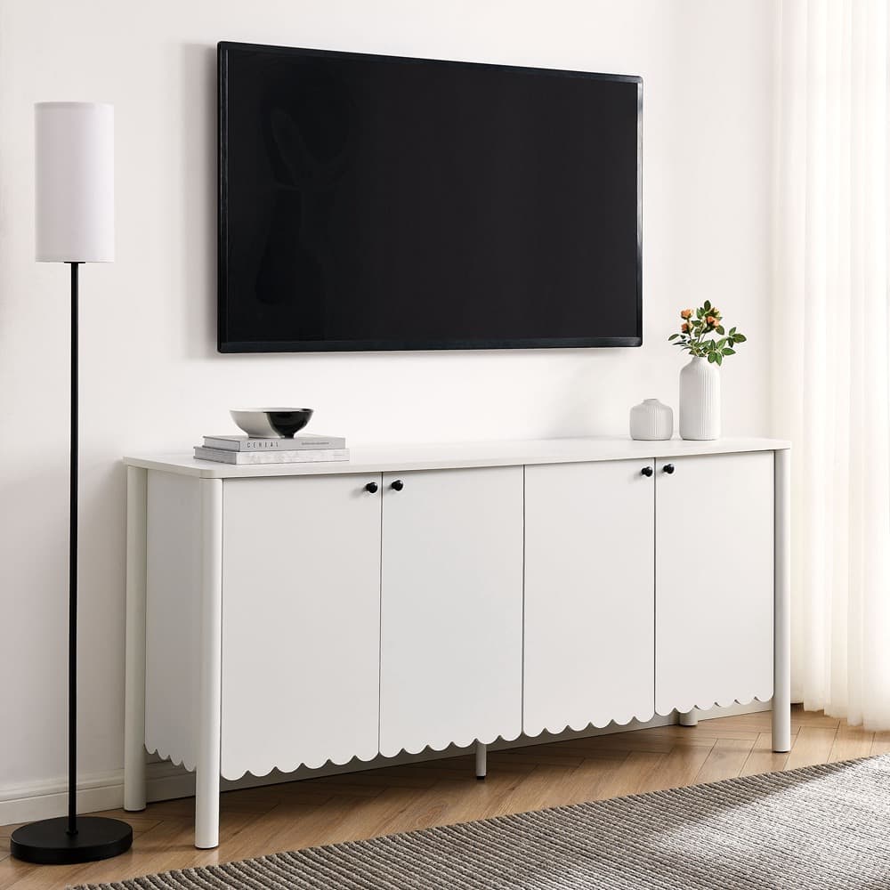 Emmeline 66" 4-Door Scalloped Sideboard Cabinet in White by Modway - Image 8