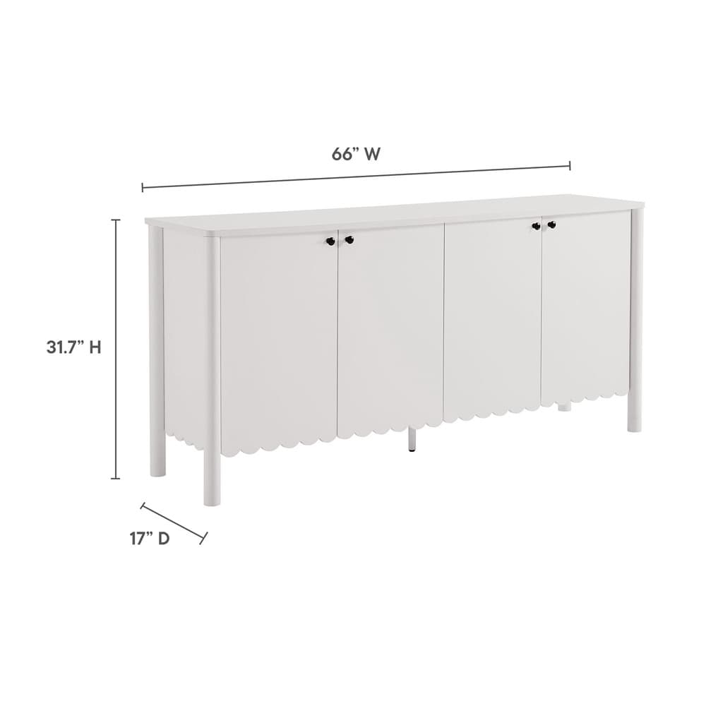 Emmeline 66" 4-Door Scalloped Sideboard Cabinet in White by Modway - Image 2