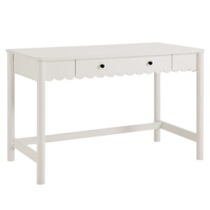 Emmeline 1-Drawer Scallop Writing Desk by Modway in White by Modway