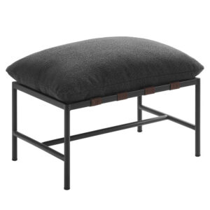 Raya Outdoor Patio Boucle Ottoman in Charcoal by Modway