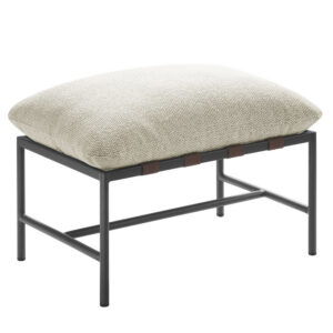 Raya Outdoor Patio Boucle Ottoman in Ivory by Modway