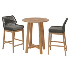 Wellspring 3-Piece Outdoor Patio Teak Wood Bar Set in Gray Graphite by Modway