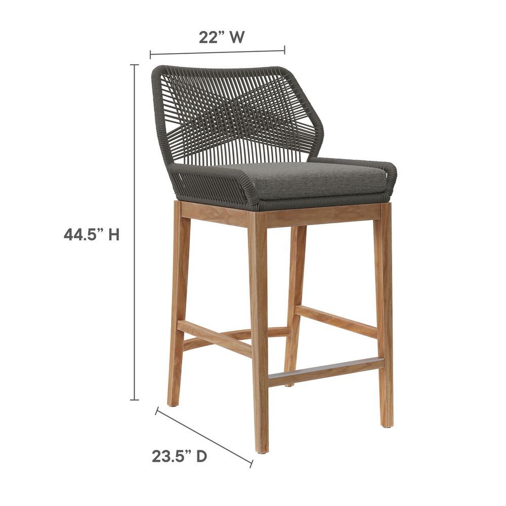 Wellspring 3-Piece Outdoor Patio Teak Wood Bar Set in Gray Graphite by Modway - Image 2