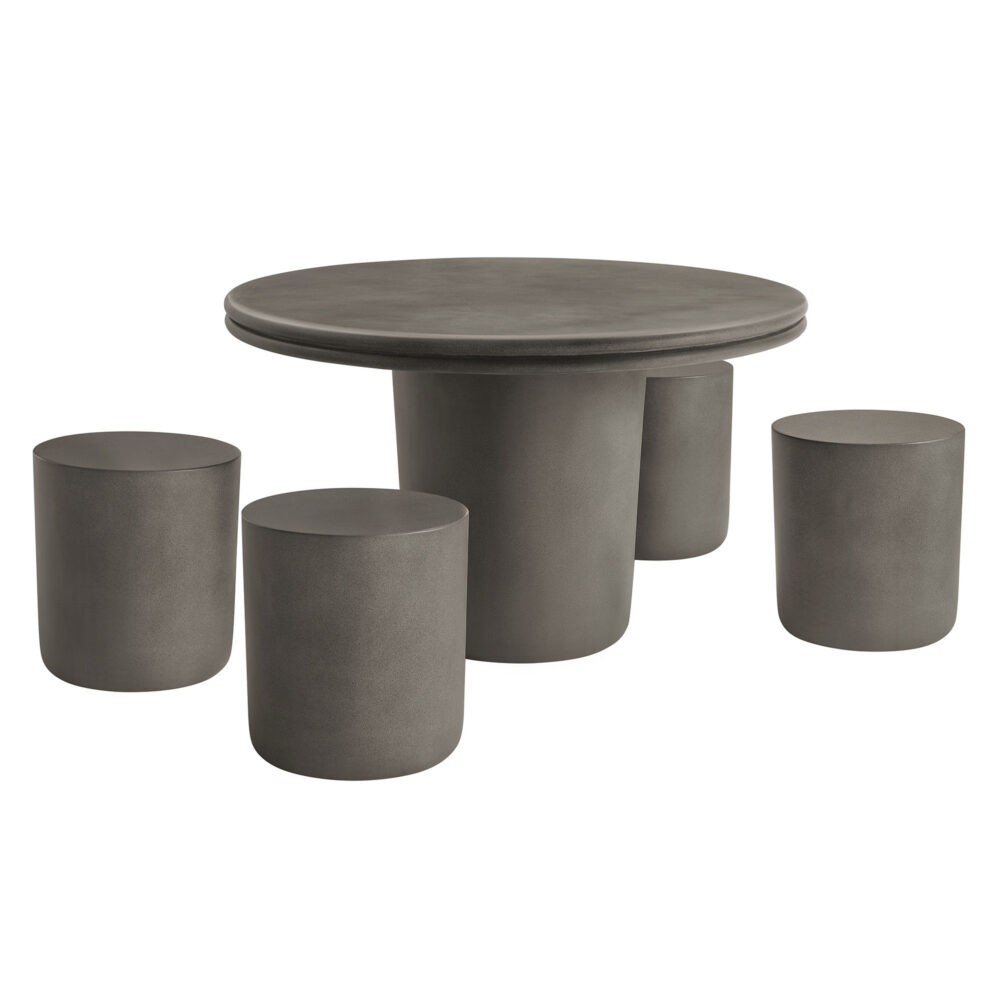Brion Indoor - Outdoor Patio Concrete 5 Piece Dining Table Set by ...