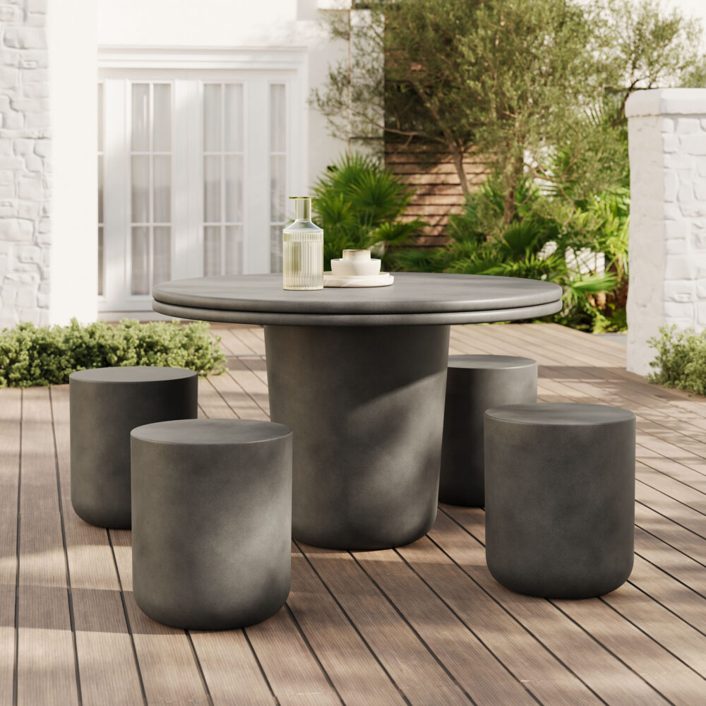 Brion Indoor - Outdoor Patio Concrete 5 Piece Dining Table Set by ...