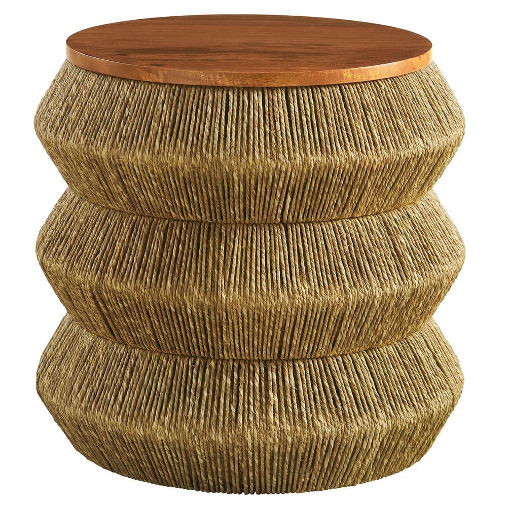 Maris Seagrass and Wood End Table in Walnut Natural by Modway