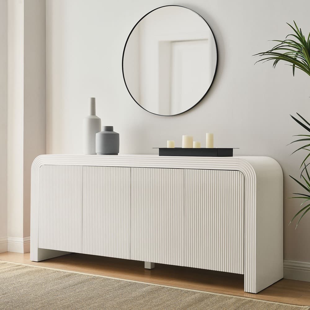 Waterflute 70" Fluted Sideboard Cabinet in White Matte by Modway - Image 8