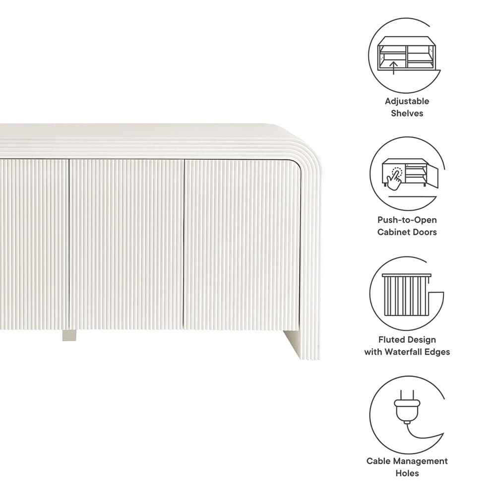 Waterflute 70" Fluted Sideboard Cabinet in White Matte by Modway - Image 3