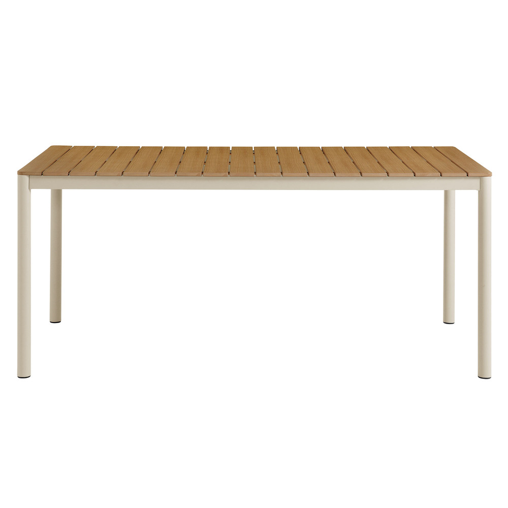 Finn 71" Outdoor Patio Aluminum Dining Table with Faux Wood Top by Modway in Natural by Modway - Image 5
