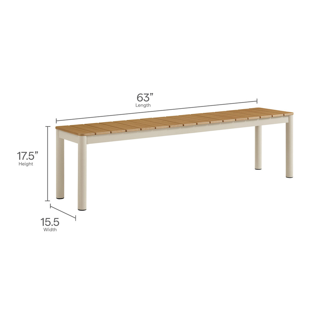 Finn Outdoor Patio Aluminum Faux Wood Dining Set with Benches in Natural by Modway - Image 4