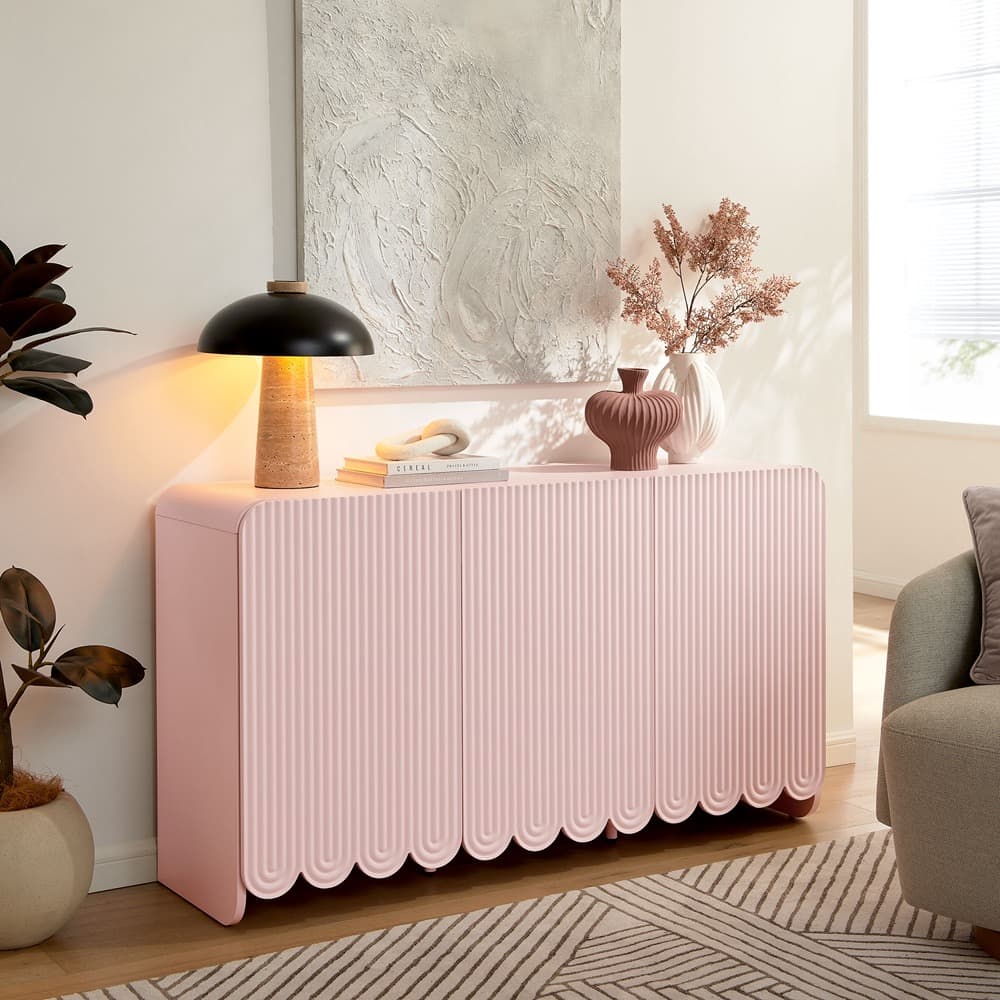 Dahlia Fluted and Scalloped Sideboard Storage Cabinet by Modway in Soft Pink by Modway - Image 8