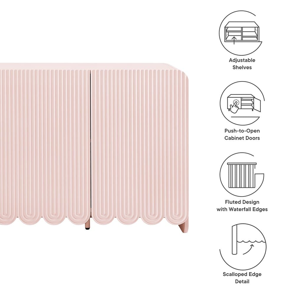 Dahlia Fluted and Scalloped Sideboard Storage Cabinet by Modway in Soft Pink by Modway - Image 3