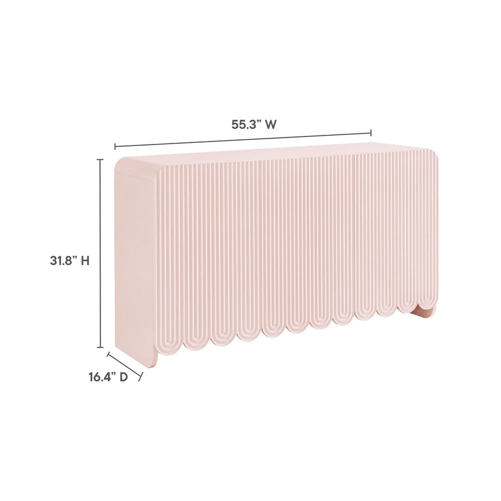 Dahlia Fluted and Scalloped Sideboard Storage Cabinet by Modway in Soft Pink by Modway - Image 2