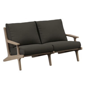 Saratoga Outdoor Patio Teak Wood Loveseat in Flint Gray by Modway