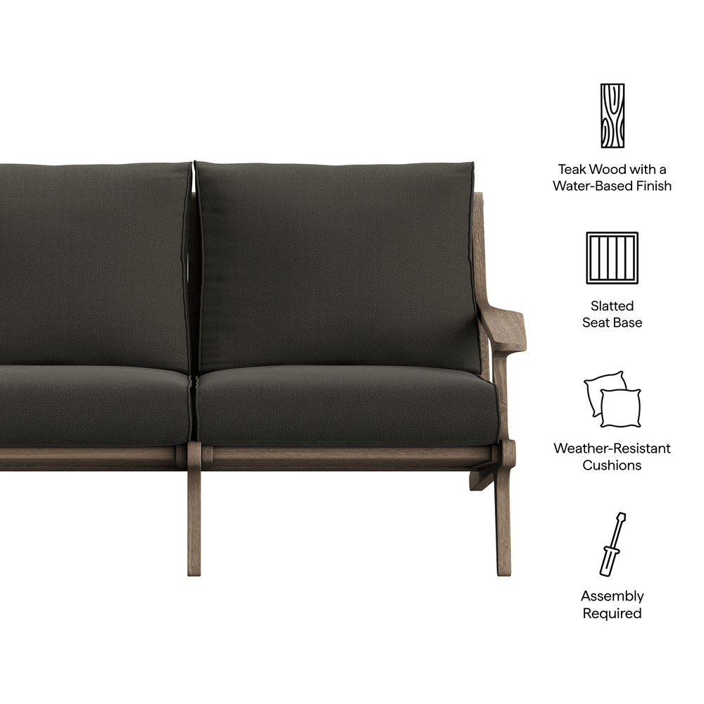 Saratoga Outdoor Patio Teak Wood Loveseat in Flint Gray by Modway - Image 2
