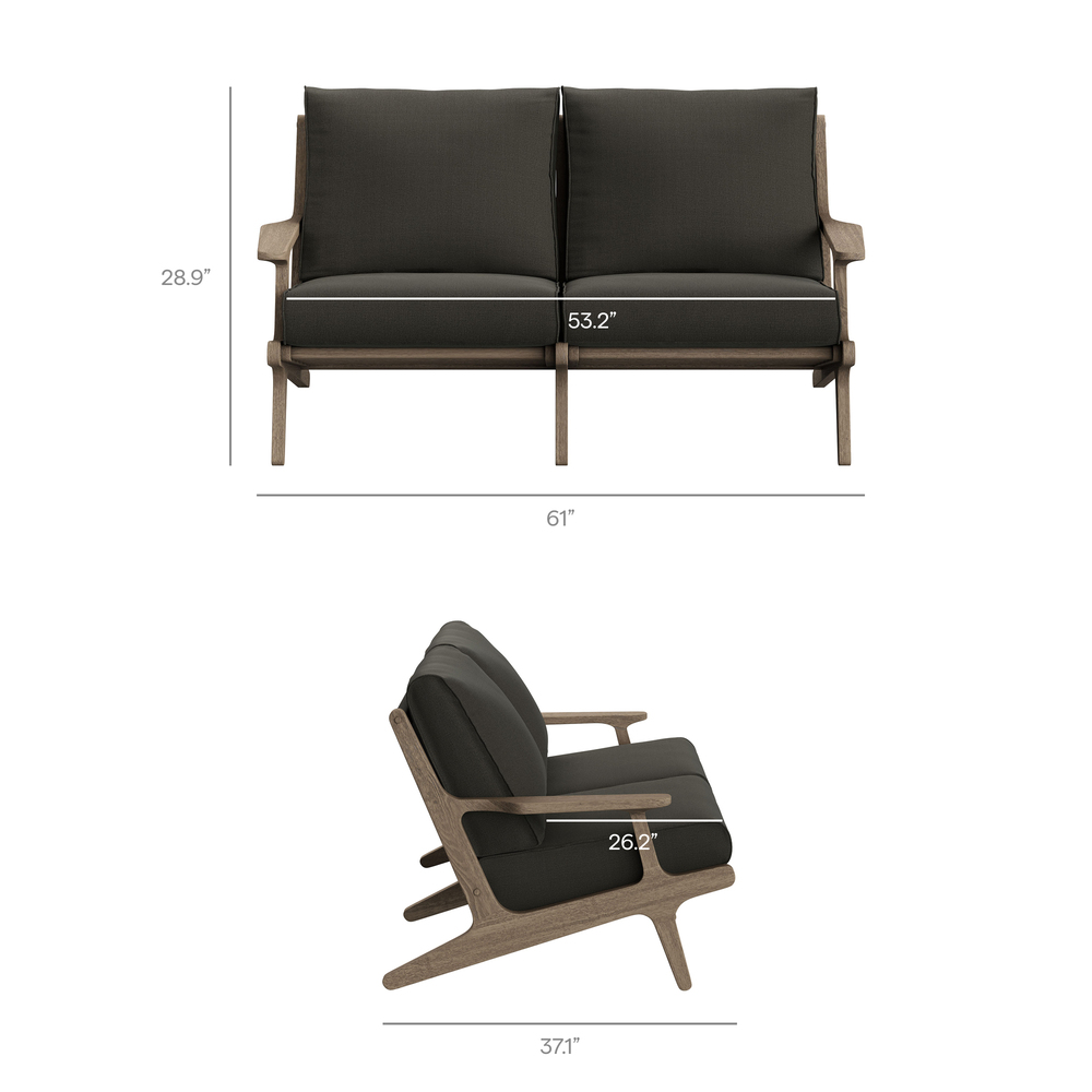 Saratoga Outdoor Patio Teak Wood Loveseat in Flint Gray by Modway - Image 3