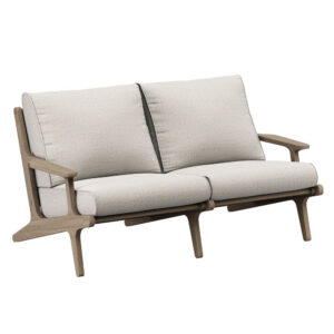 Saratoga Outdoor Patio Teak Wood Loveseat in Pebble by Modway