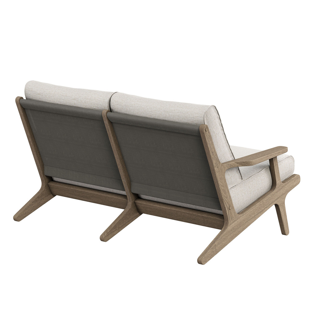 Saratoga Outdoor Patio Teak Wood Loveseat in Pebble by Modway - Image 5
