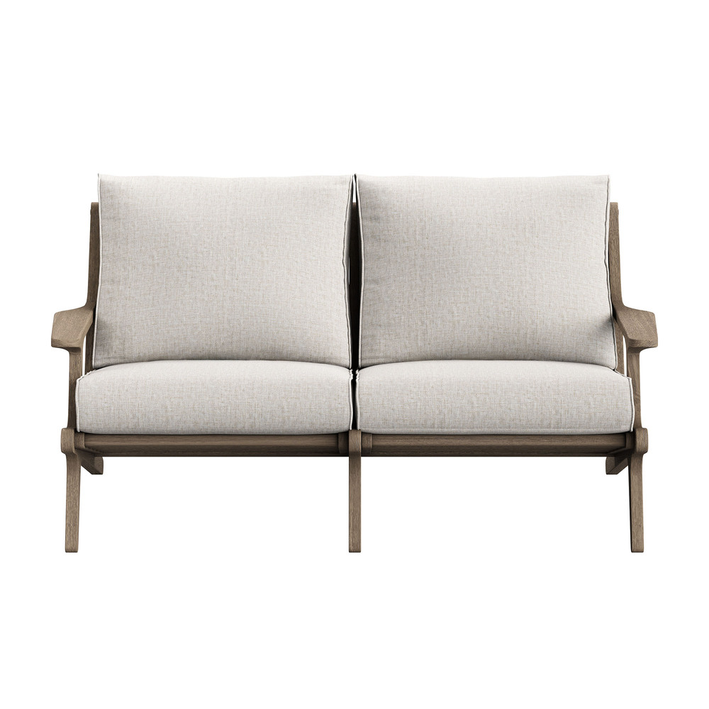 Saratoga Outdoor Patio Teak Wood Loveseat in Pebble by Modway - Image 6
