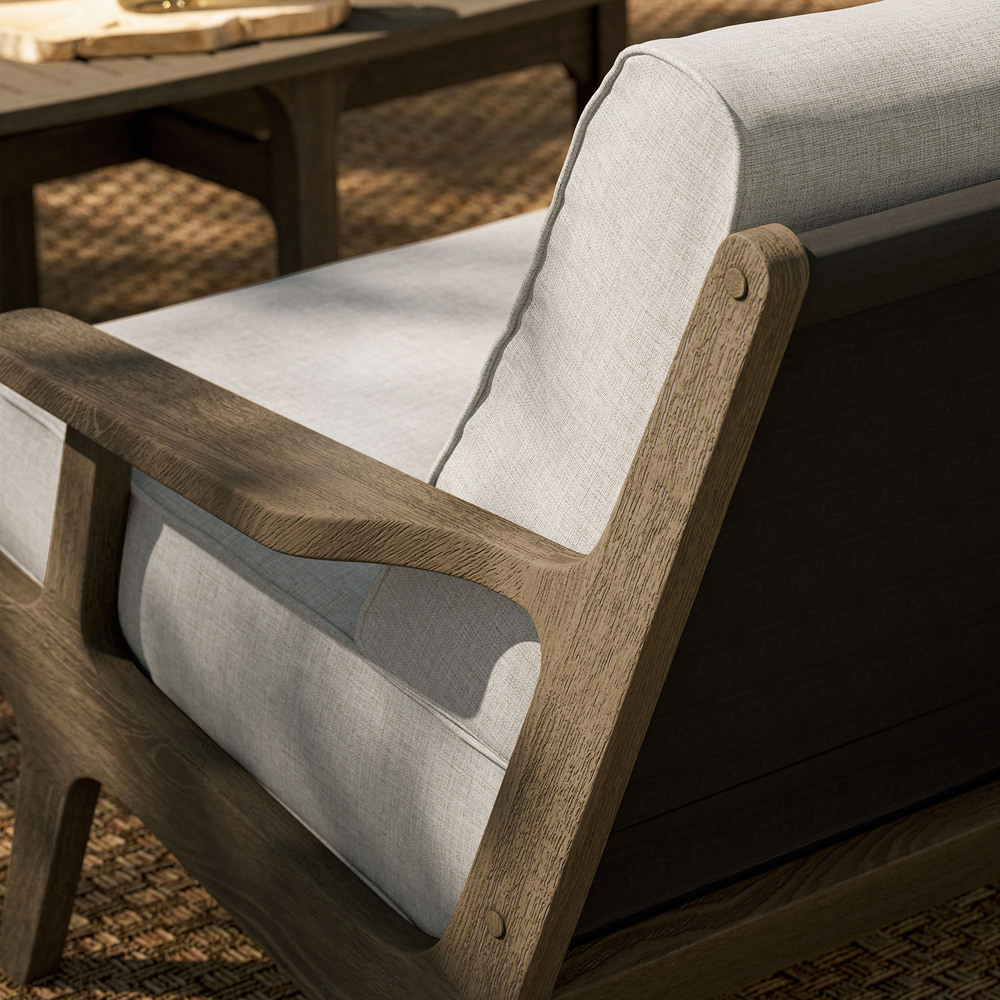 Saratoga Outdoor Patio Teak Wood Loveseat in Pebble by Modway - Image 9