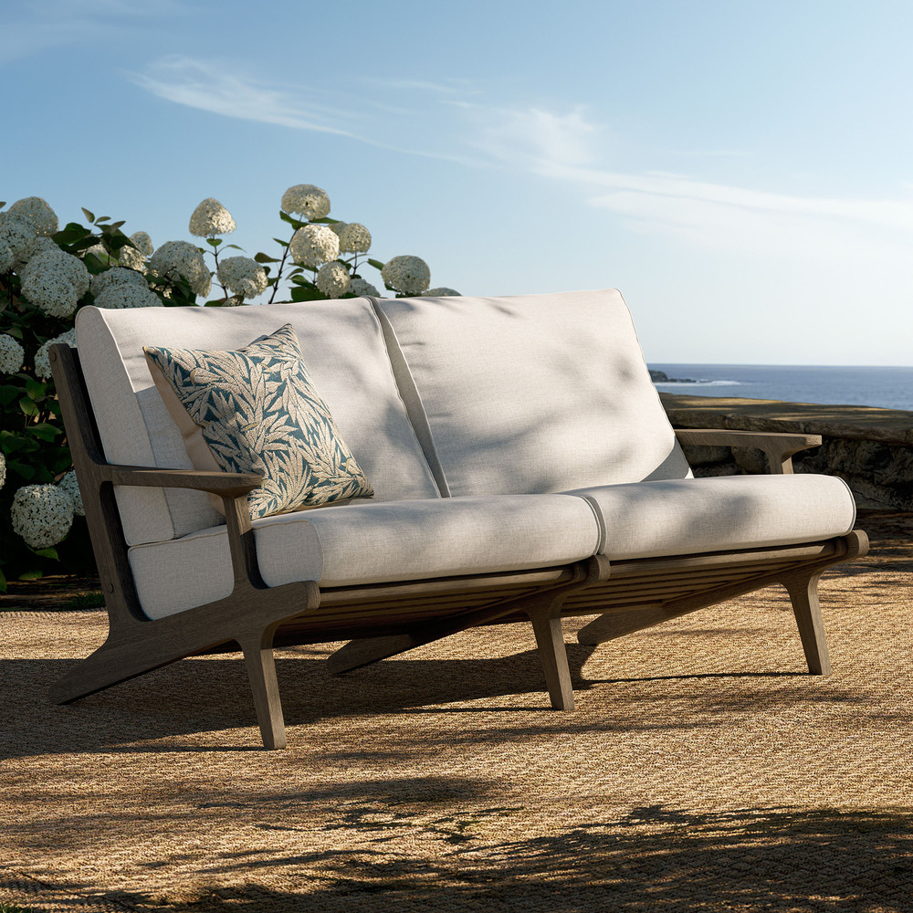 Saratoga Outdoor Patio Teak Wood Loveseat in Pebble by Modway - Image 8