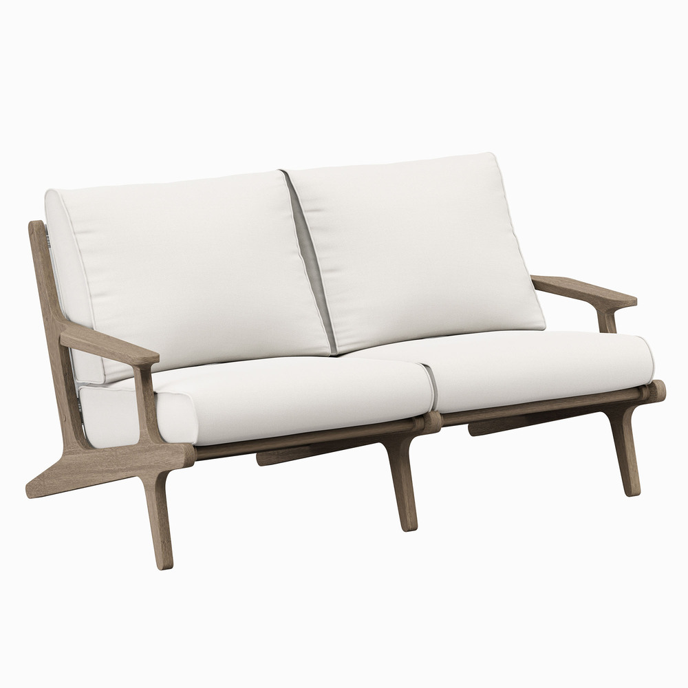 Saratoga Outdoor Patio Teak Wood Loveseat in Weathered Gray by Modway