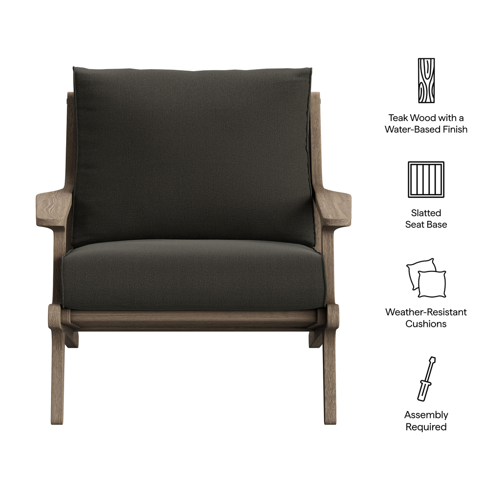 Saratoga Outdoor Patio Teak Wood Armchair in Flint Gray by Modway - Image 2