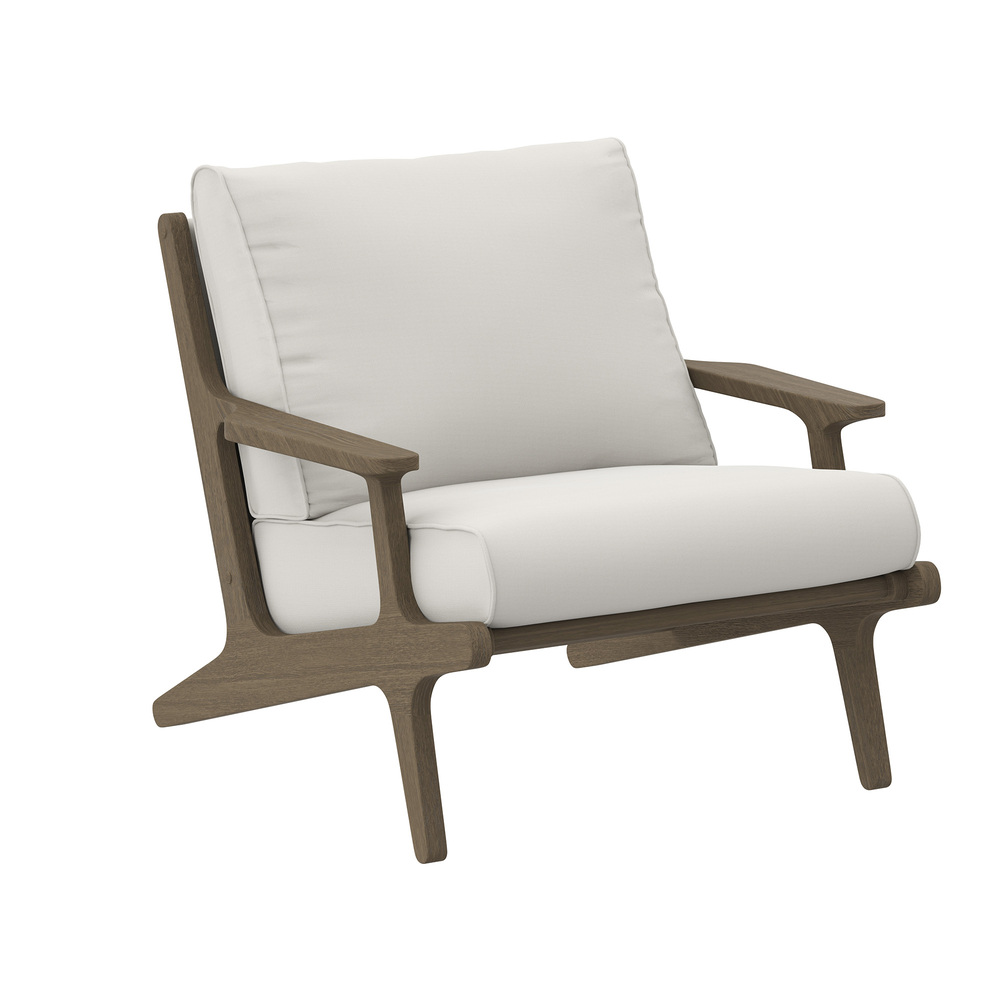 Saratoga Outdoor Patio Teak Wood Chair and Ottoman Set in Weathered Gray White by Modway - Image 6