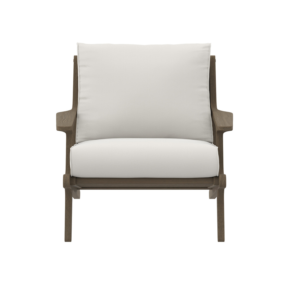 Saratoga Outdoor Patio Teak Wood Chair and Ottoman Set in Weathered Gray White by Modway - Image 5