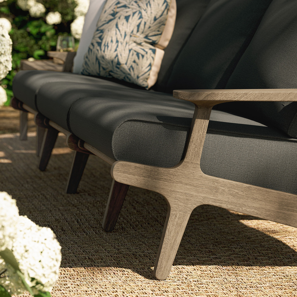 Saratoga Outdoor Patio Teak Sofa in Flint Gray by Modway - Image 9
