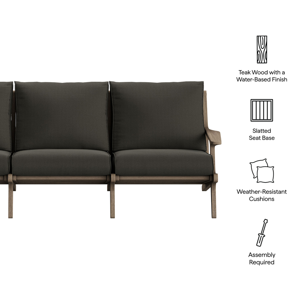 Saratoga Outdoor Patio Teak Sofa in Flint Gray by Modway - Image 2