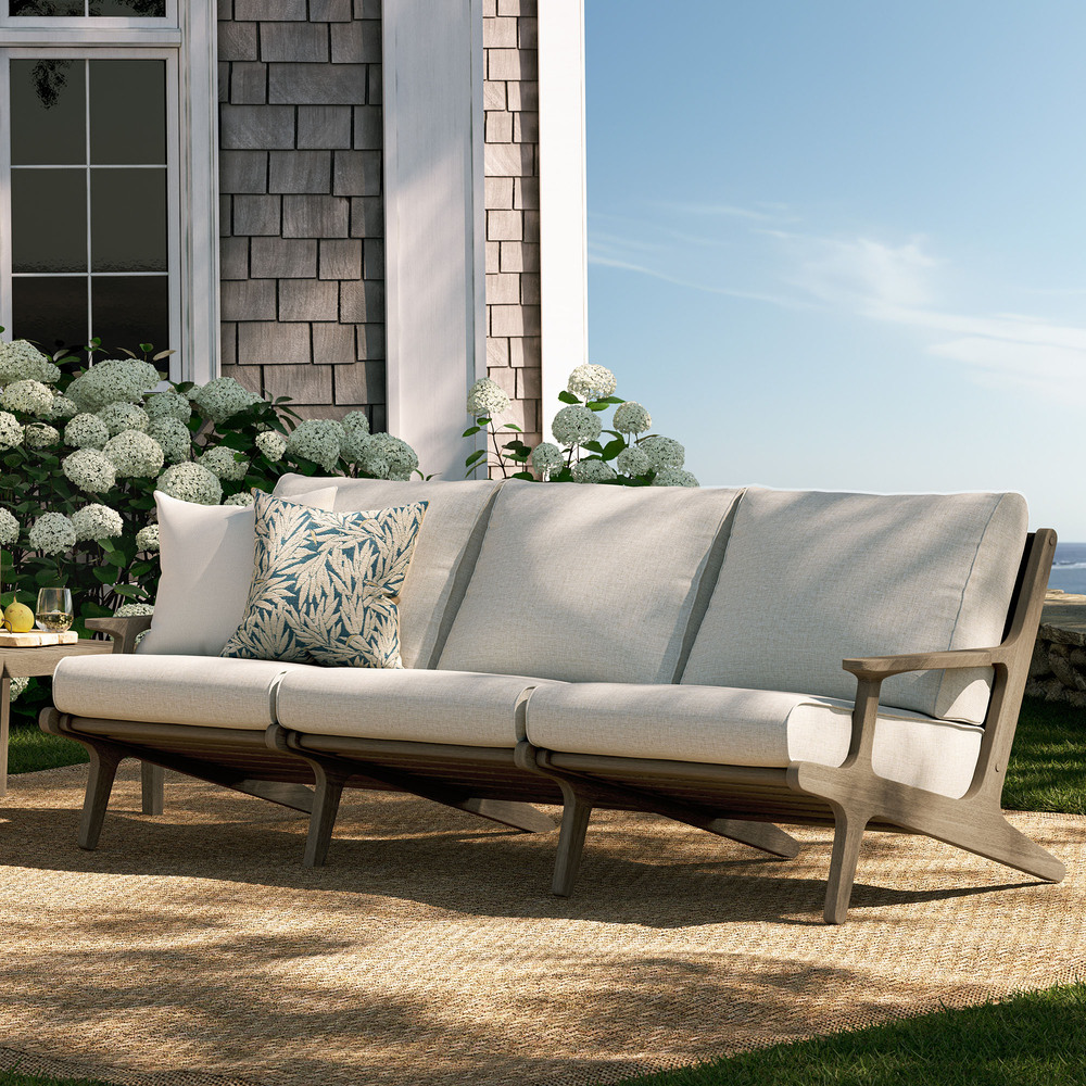 Saratoga Outdoor Patio Teak Sofa in Pebble by Modway - Image 8