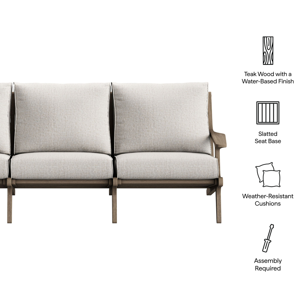 Saratoga Outdoor Patio Teak Sofa in Pebble by Modway - Image 2