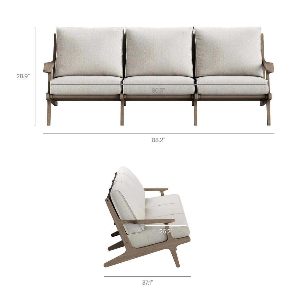 Saratoga Outdoor Patio Teak Sofa in Pebble by Modway - Image 3