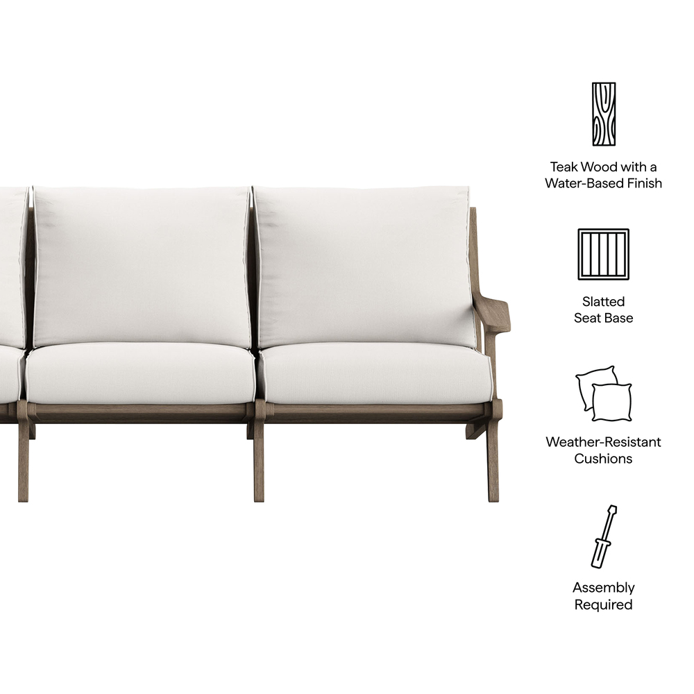 Saratoga Outdoor Patio Teak Sofa in Weathered Gray by Modway - Image 3