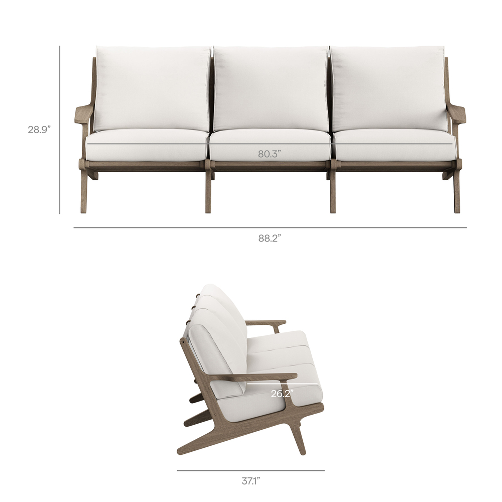 Saratoga Outdoor Patio Teak Sofa in Weathered Gray by Modway - Image 2