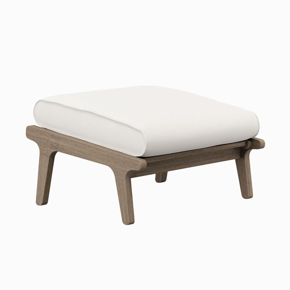 Saratoga Outdoor Patio Teak Ottoman in Weathered Gray by Modway
