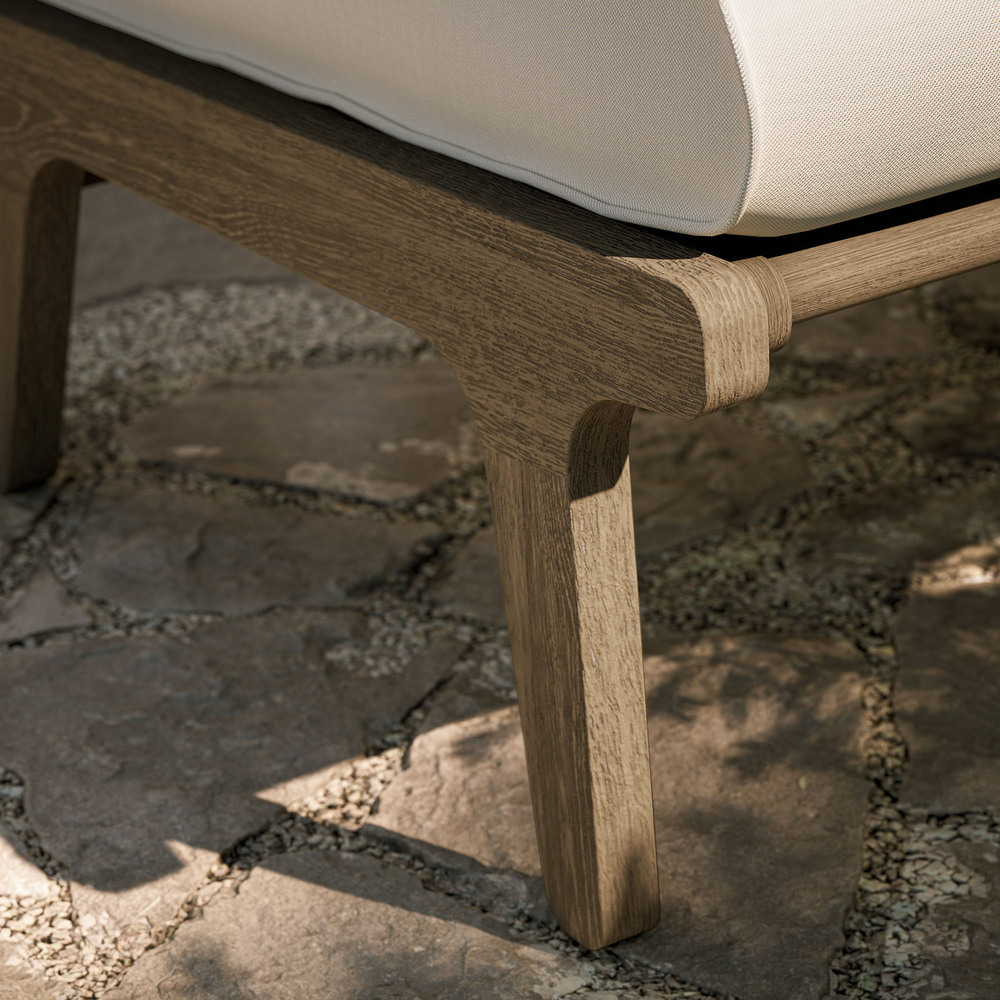 Saratoga Outdoor Patio Teak Ottoman in Weathered Gray by Modway - Image 8