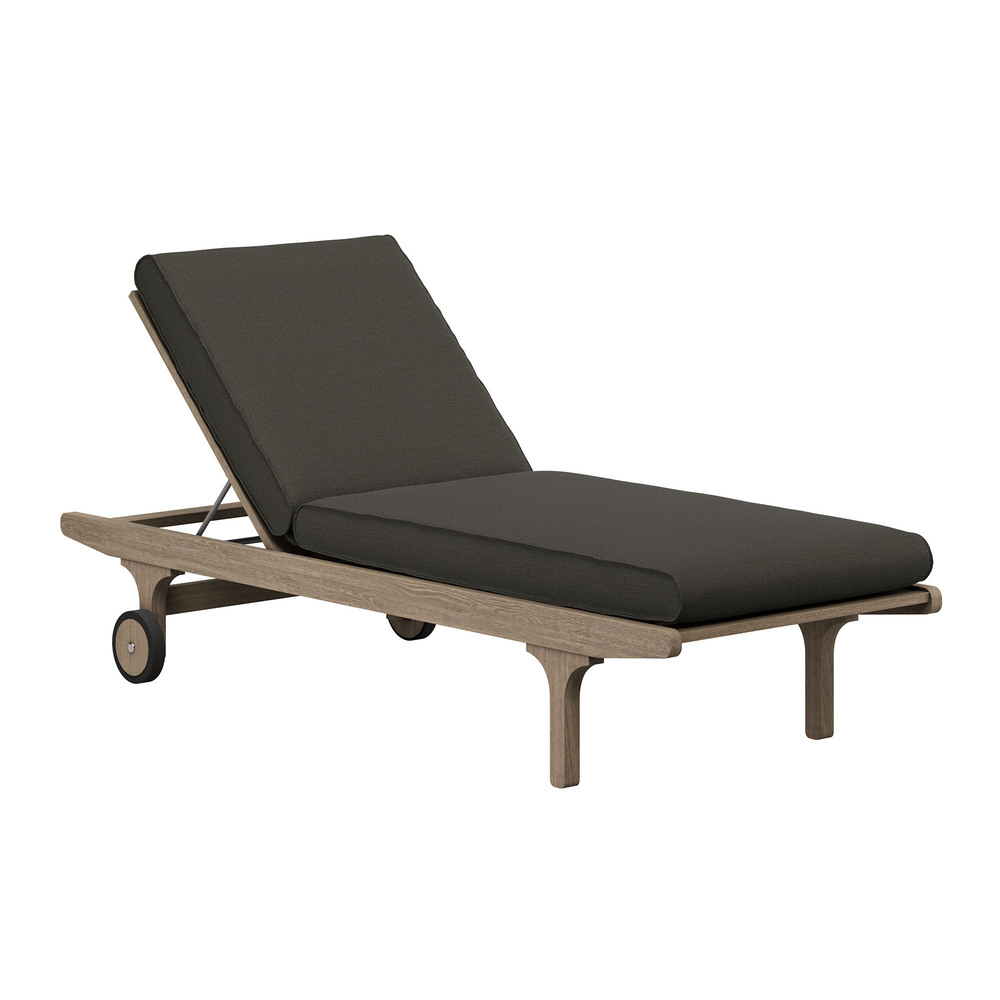 Saratoga Outdoor Patio Teak Wood 3-Piece Chaise Lounge Furniture Set in Flint Gray by Modway - Image 5