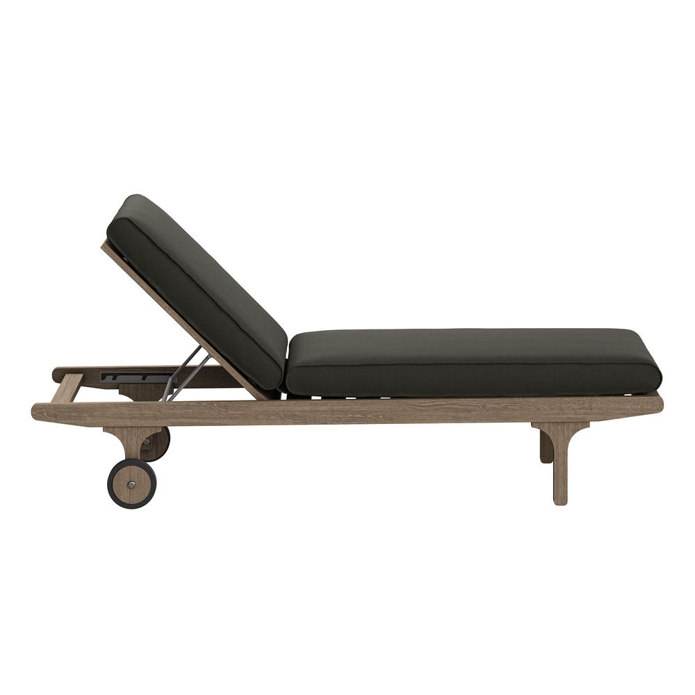 Saratoga Outdoor Patio Teak Wood 3-Piece Chaise Lounge Furniture Set in Flint Gray by Modway - Image 6