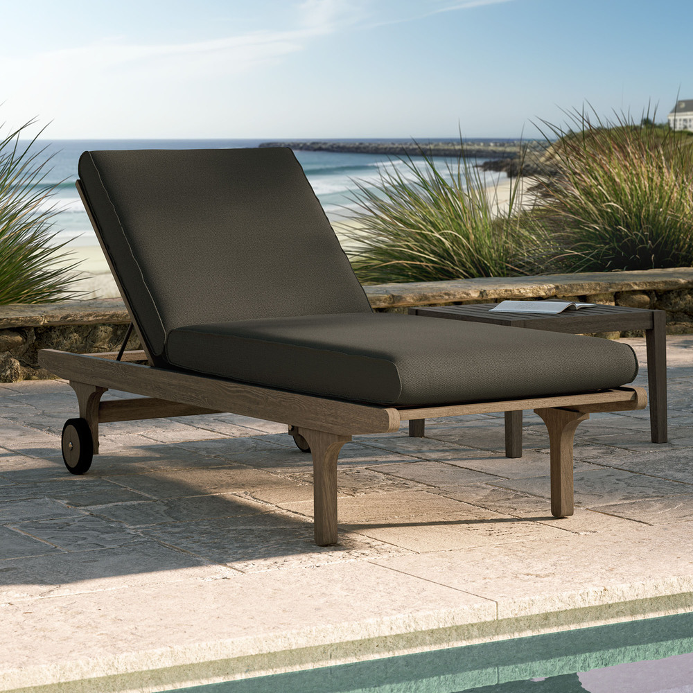 Saratoga Outdoor Patio Teak Chaise Lounge Chair in Flint Gray by Modway - Image 8
