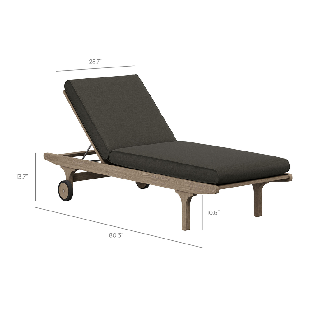 Saratoga Outdoor Patio Teak Wood 3-Piece Chaise Lounge Furniture Set in Flint Gray by Modway - Image 3