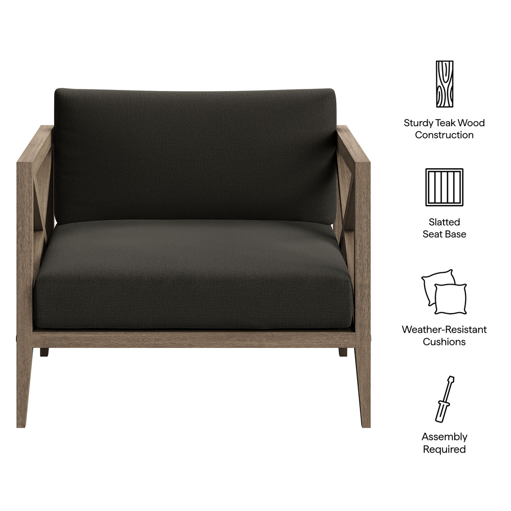 Northlake Outdoor Patio Teak Armchair in Flint Gray by Modway - Image 2