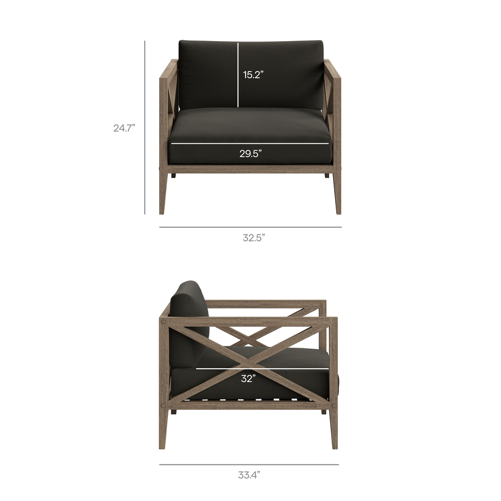 Northlake Outdoor Patio Teak Armchair in Flint Gray by Modway - Image 3