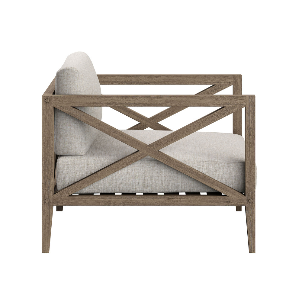 Northlake 3-Piece Outdoor Patio Teak Wood Furniture Set with Armchair and Side Table in Pebble by Modway - Image 6