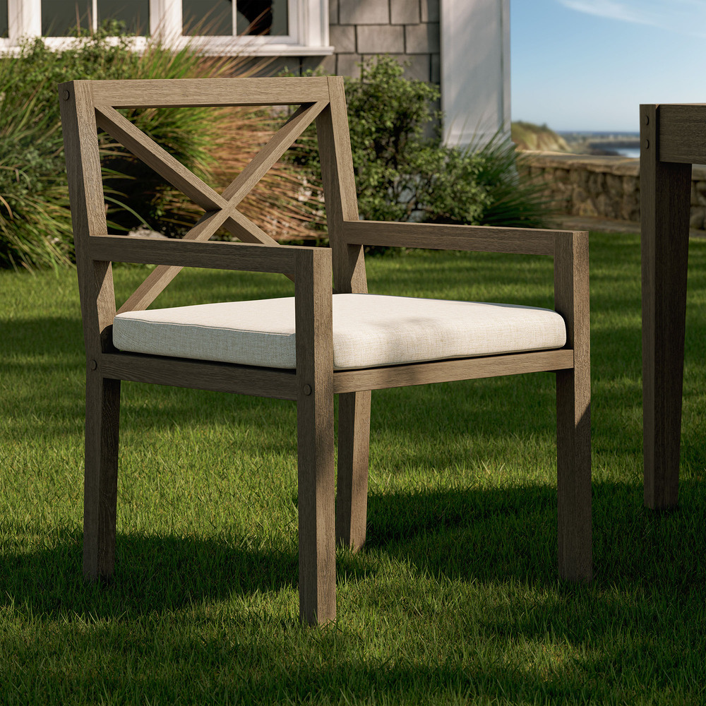 Northlake Outdoor Patio Teak Dining Armchair in Pebble by Modway - Image 8