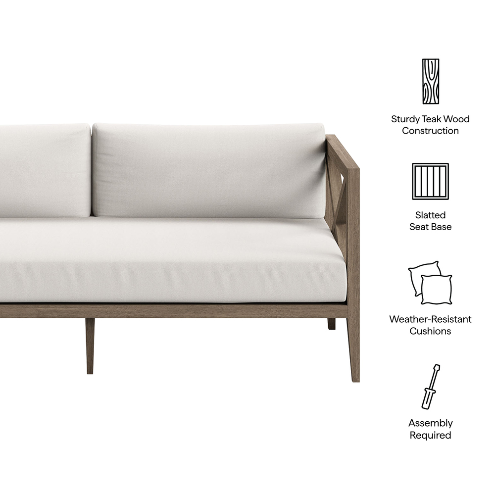 Northlake Outdoor Patio Teak Loveseat in Weathered Gray by Modway - Image 3